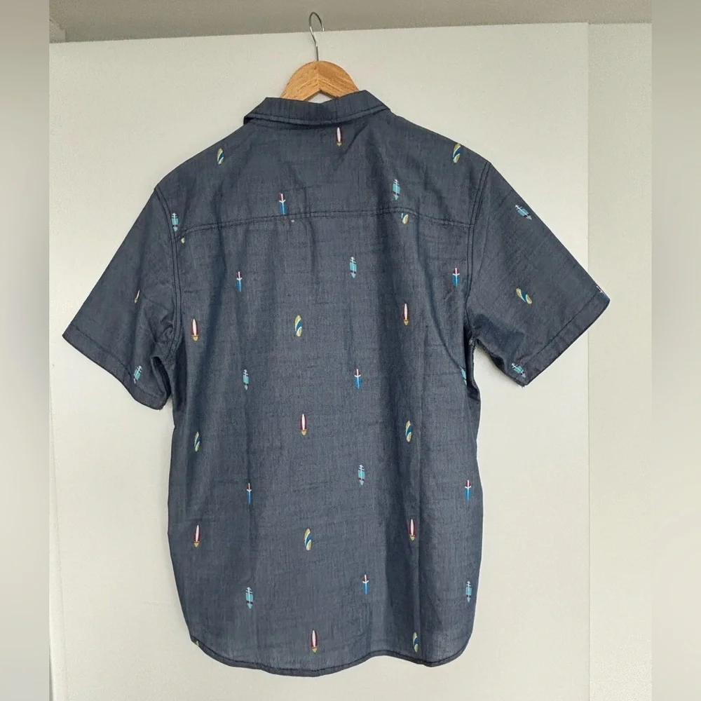 Burnside 24” PTP Men’s Button Down Shirt with Multicolour Pattern, Size XL Blue. - Picture 2 of 7